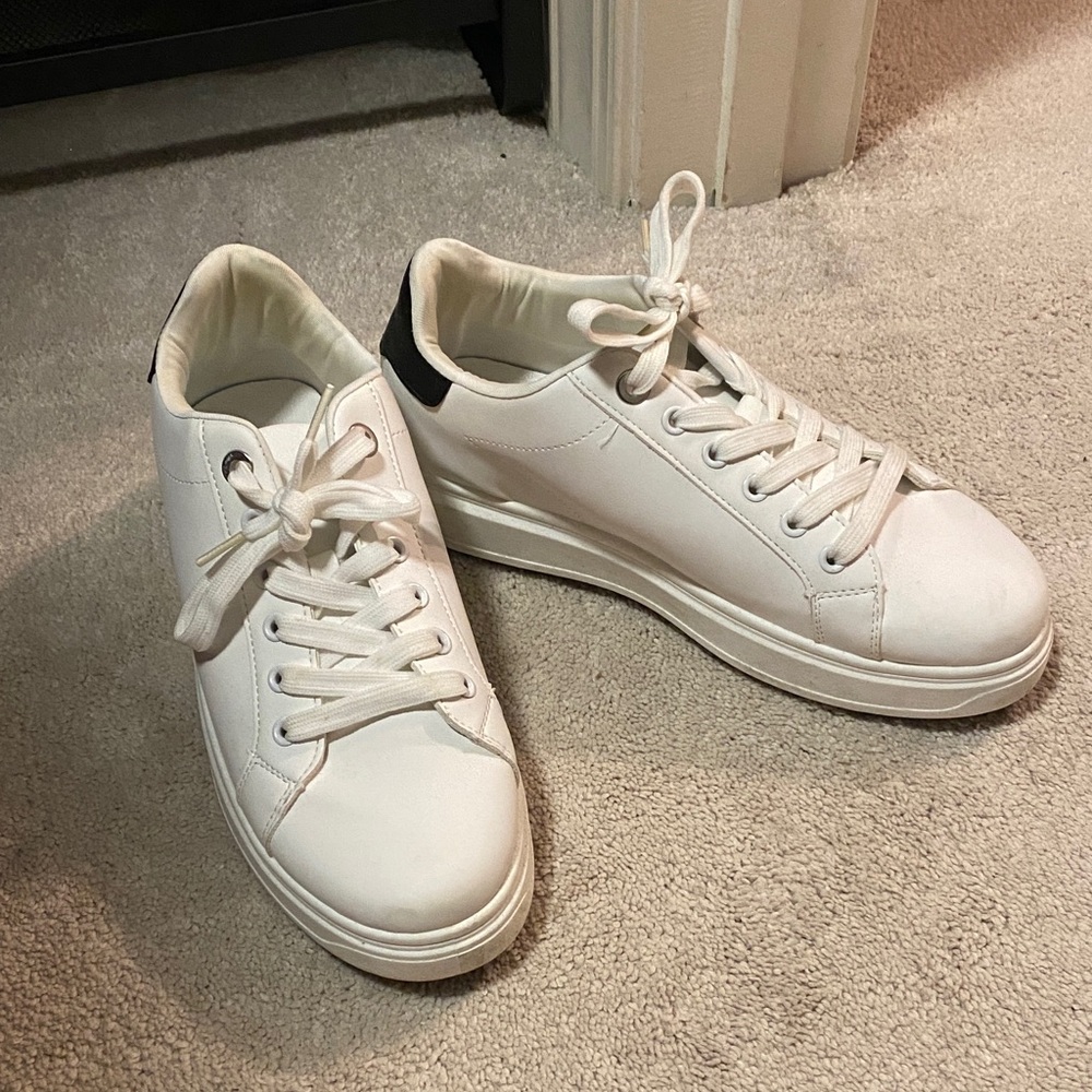 Madden Girl White and Black Sneakers